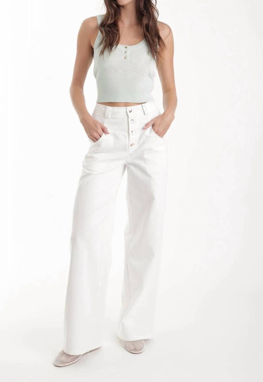 NEW KARINA GRIMALDI zaya scoop neck top in mint